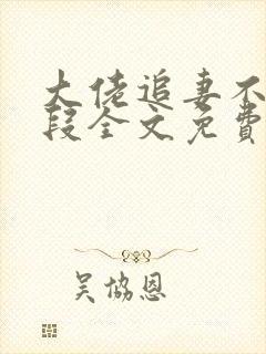 大佬追妻不择手段全文免费阅读封面