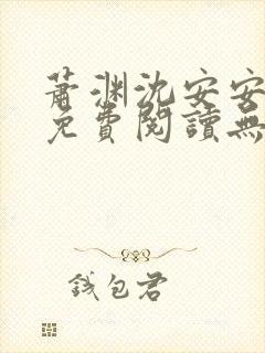 萧渊沈安安小说免费阅读无弹窗