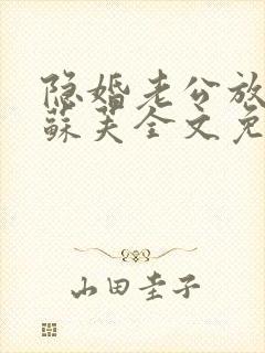 隐婚老公放肆宠苏芙全文免费阅读