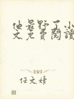 他最野了小说全文免费阅读无弹窗