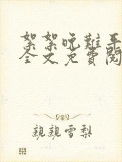 絮絮晚难平小说全文免费阅读