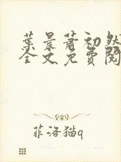 叶晨萧初然小说全文免费阅读封面