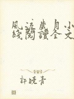 风流岁月小说在线阅读全文无弹窗封面