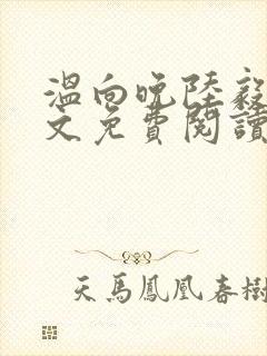 温向晚陆毅城全文免费阅读