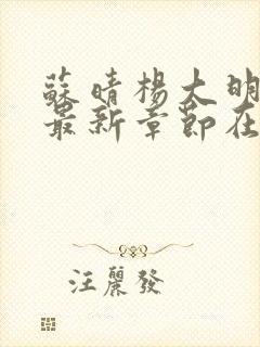 苏晴杨大明小说最新章节在线阅读