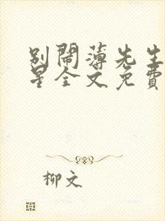 别闹薄先生沈繁星全文免费阅读无弹窗