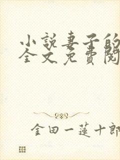 小说妻子的秘密全文免费阅读全文
