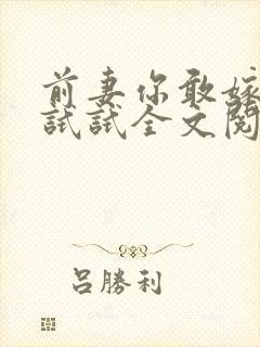前妻你敢嫁别人试试全文阅读