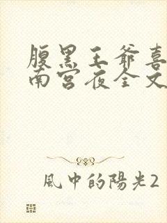 腹黑王爷喜当爹南宫夜全文免费阅读