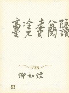 高冷老公隐婚蜜爱免费阅读封面