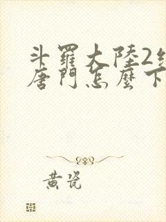斗罗大陆2绝世唐门怎么下载封面