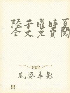 陆子曜时夏小说全文免费阅读