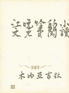 江晚吟的小说全文免费阅读