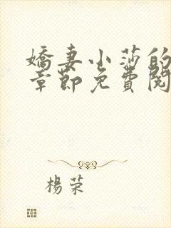 娇妻小莎的最新章节免费阅读全文小封面