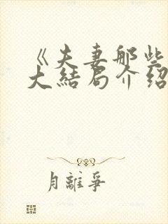 《夫妻那些事》大结局介绍