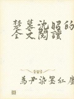 楚慕沈昭的小说全文阅读