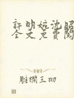 许明婉沈昭小说全文免费阅读