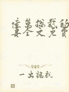 亿万总裁的隐婚妻全文免费阅读封面