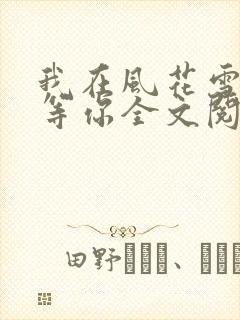 我在风花雪月里等你全文阅读