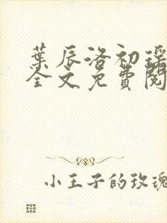 叶辰洛初瑶小说全文免费阅读
