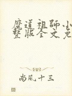 魔道祖师小说完整版全文免费阅读下载封面