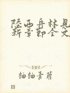 陆西舟林见微最新章节全文免费阅读