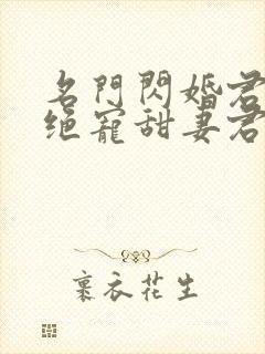 名门闪婚君少的绝宠甜妻君御