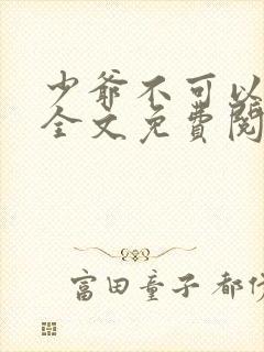 少爷不可以小说全文免费阅读无弹窗