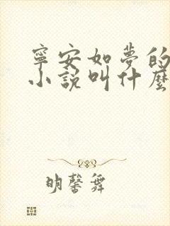 宁安如梦的原著小说叫什么