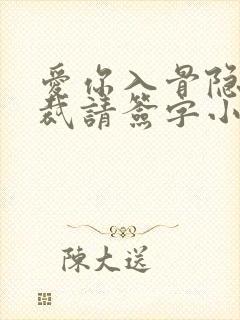 爱你入骨隐婚总裁请签字小说
