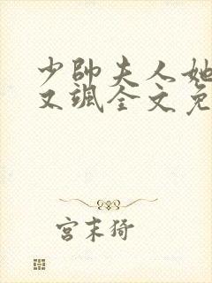 少帅夫人她又美又飒全文免费阅读