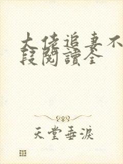 大佬追妻不择手段阅读全