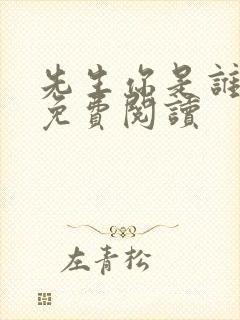 先生你是谁小说免费阅读