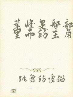 叶峰是哪部小说里面的主角