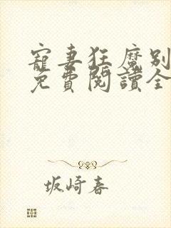 宠妻狂魔别太坏免费阅读全文