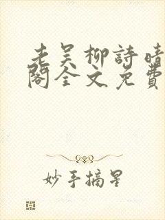 老吴柳诗晴笔趣阁全文免费阅读