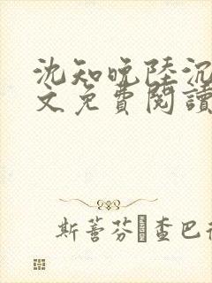 沈知晚陆沉舟全文免费阅读