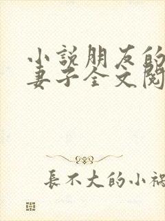 小说朋友的新婚妻子全文阅读