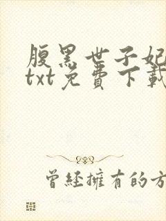 腹黑世子妃日常txt免费下载