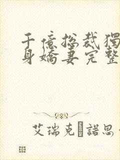 千亿总裁独宠替身娇妻完整版免费阅读