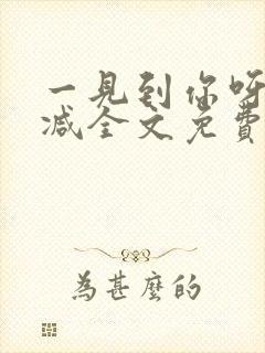 一见到你呀无删减全文免费阅读封面