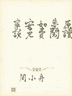 宁安如梦原著小说免费阅读无弹窗