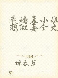 藏娇表小姐她不想做妾全文阅读