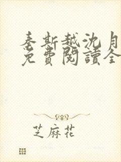 秦斯越沈月小说免费阅读全文