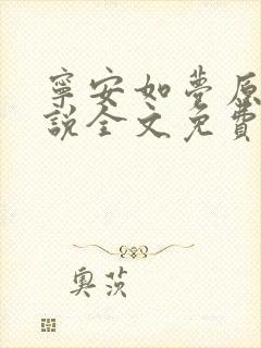 宁安如梦原著小说全文免费封面