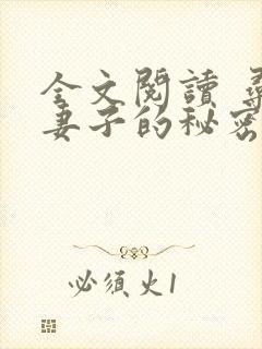 全文阅读 寻找妻子的秘密封面
