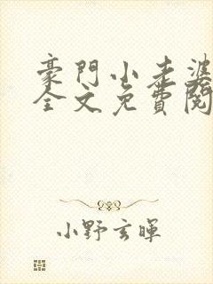 豪门小老婆小说全文免费阅读全文原文