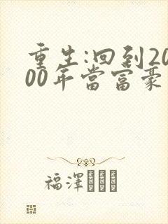 重生:回到2000年当富豪小说免费阅读封面