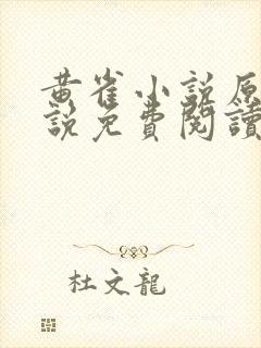 黄雀小说原著小说免费阅读