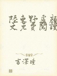 陆东野卢颜溪全文免费阅读笔趣阁封面